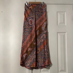 Paisley satin like maxi skirt